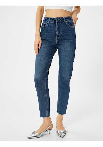 Koton Yüksek Bel Kot Pantolon Rahat Kesim Hafif Dar Paça - Mom Slim Jeans Koyu İndigo 4sal40306md Koyu İndigo Koton Yüksek Bel Kot Pantolon Rahat Kesim Hafif Dar Paça - Mom Slim Jeans Koyu İndigo 4sal40306md Koyu İndigo