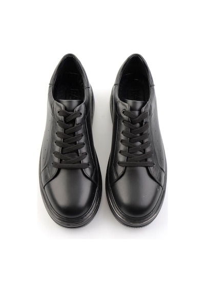 Siyah Hakiki Deri Erkek Sneaker E01089006541 Siyah