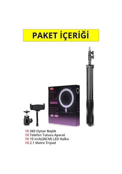 10 Inç Ring Light 5500k Youtuber Led Işıklı 2.1 Metre Tripod Selfie Makyaj Işığı