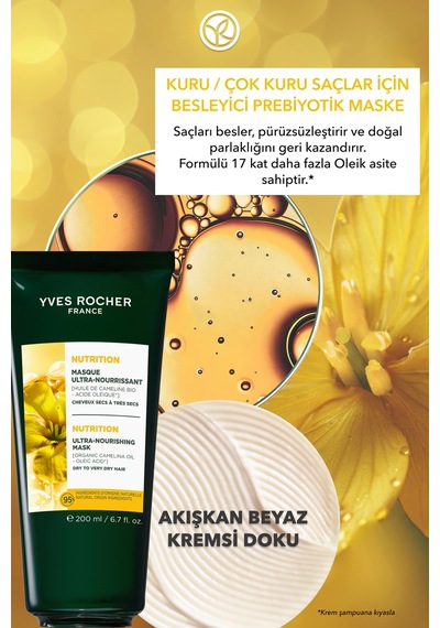 Yves Rocher Besleyici Prebiyotik Maske - Kuru Çok Kuru Saçlar / Nutrition - Vegan -200ml