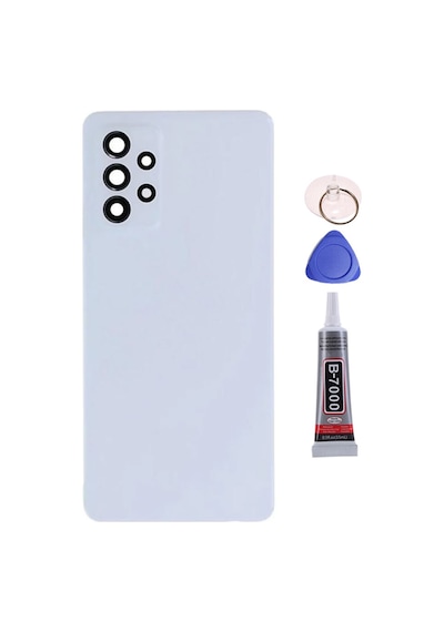Samsung A72 Kamera Camlı Beyaz Uyumlu Arka Kapak Batarya Kapağı Pil Kapağı Yapışkan Ve Sökme Aparatıyla Beraber Full Set Beyaz