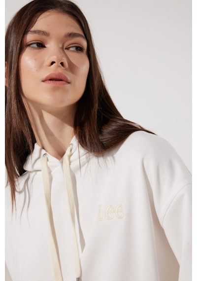 Lee Loose Fit Rahat Kesim Kapüşonlu Yaka Ekru Sweatshirt L53PSR104 Ekru