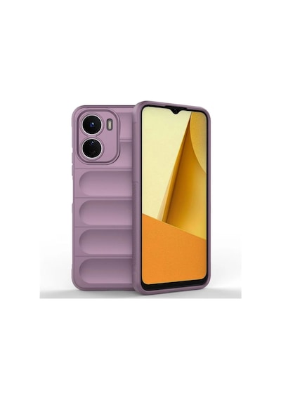 Vivo Y16 Uyumlu Silikon Kılıf - Kamera Korumalı Esnek Yeni Nesil Airbag Kapak - Mor