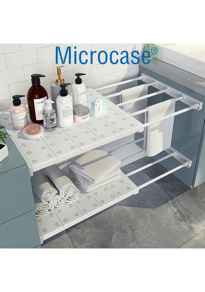 Microcase Uzunluk Ayarlamalı Dolap İçi Raf 35x48-80 Cm 3 Adet Al5705 Beyaz