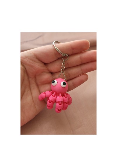 Sevimli Pembe Ahtapot Anahtarlık Pembe