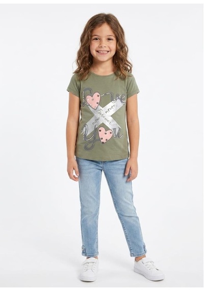 Stsahra Kız Çocuk Haki T-shirt