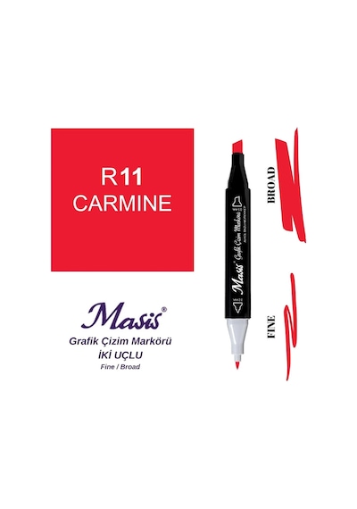 Çift Uçlu Marker Kalemi 11 Carmine