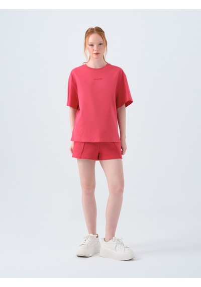 Oversize Kadın Tshirt K.kol Kırmızı