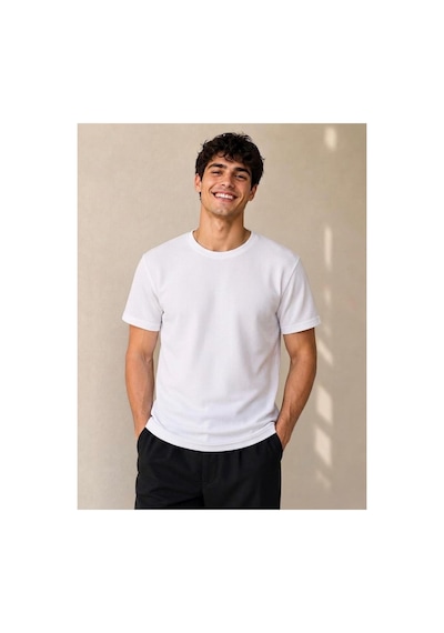 Regata Erkek/unisex Desenli Bisiklet Yaka Basic T-shirt Beyaz