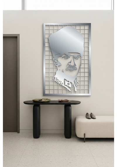 Mustafa Kemal Atatürk Metal Duvar Tablosu - Duvar Sanatı - Duvar Dekoru - Krom