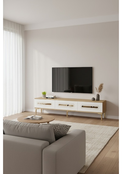 Tsa1806dbg - Rany Tsa180 Tv Stand, Tv Sehpası Ve Tv Ünitesi Safirmeşe-beyaz-gold 180cm Tsa1806dbg - Rany Tsa180 Tv Stand, Tv Sehpası Ve Tv Ünitesi Safirmeşe-beyaz-gold 180cm