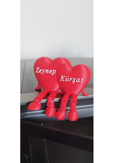 İsim Baskılı Ayaklı Kalp Kişiye Özel İsim Baskılı Dekoratif Hediyelik 3d Baskı Pla Hammadde Adet-Çiftli