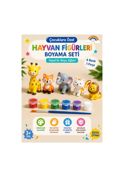 3d Hayvan Figürleri Boyama Seti