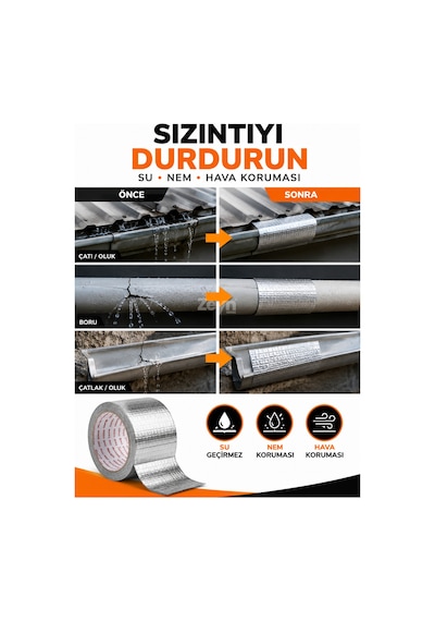 Dmax Sakız Sızdırmaz Bant 48 Mm X 2 M Butil Alüminyum Folyo Tamir Bandı Su Geçirmez İzolasyon Bandı