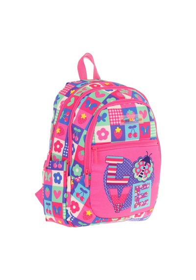 Kaukko Üç Bölmeli Kız Çocuk İlkokul Sırt Çantası L5229 - Pembe Mavi - Love Desenli Pembe - Mavi