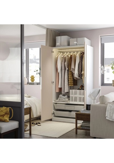 Ikea Beyaz Fonksiyonel Kapaklı Gardırop 100x60x201 Cm