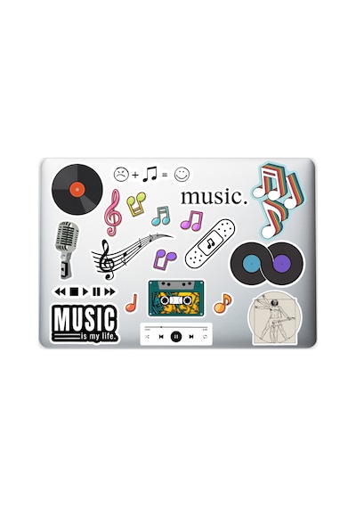 Müzik Temalı Dekoratif Laptop Notebook Tablet Telefon Sticker Set 021