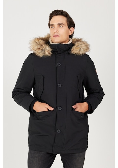 Wrangler Regular Fit Normal Kesim Dik Yaka Erkek Siyah Parka Mont W4D0Wx100 Siyah
