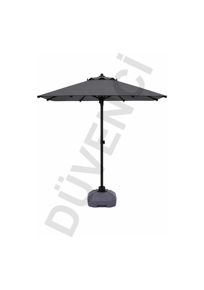 Alubrella Antrasit Kare Güneş Şemsiyesi, 210x210 / 8 Telli, Bidonlu