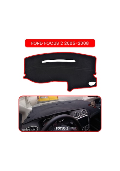 Ford Focus 2 2005-2008 Torpido Koruma Halısı Kırmızı Kenar