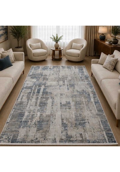 Otantik Modern Eskitme Saçaklı Dokuma Salon Halısı Krem Gri Antrasit 200x290 Cm 11