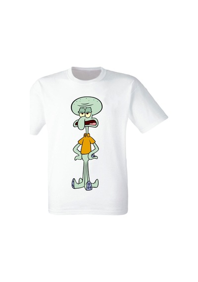 Alpşan Ticaret Sünger Bob Squidward Baskılı Beyaz Tişört Beyaz