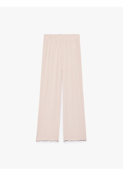 Koton Rahat Kesim Ribanalı Yüksek Bel Pamuklu Pijama Altı Pembe 6slk40033mk