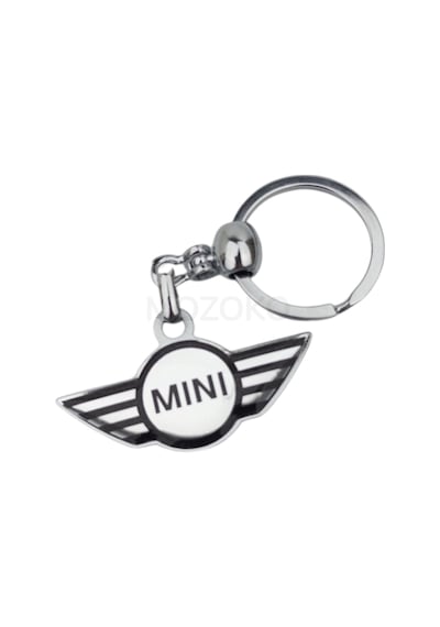 Yüksek Kaliteli Beyaz Mini Cooper Logolu Damla Baskılı Şık Hediyelik Araç Anahtarlığı