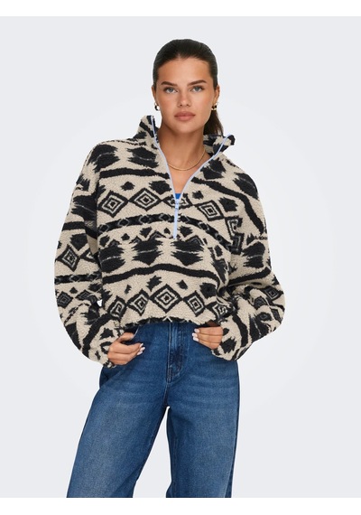 Only Onljanne Life Aztec Teddy Kadın Sweatshirt 15267415 Bej