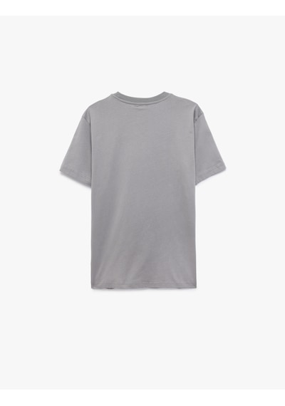 Koton Regular Fit Kısa Kollu Bisiklet Yaka Basic Pamuklu Tişört Gri 6sam10005mk