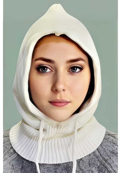 Tezzgelsin Kadın Triko Tesettür Örgü Bere Tesettür Başlık Tesettür Bere Kırık Beyaz