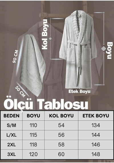 Carla Havlulu Bornoz Seti Açık Gri