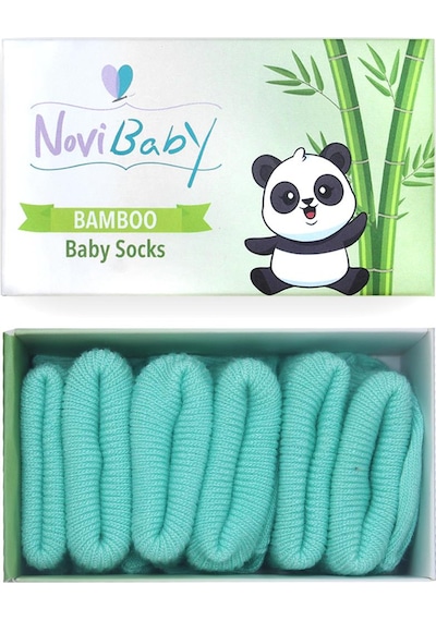 Novibaby 3'lü Bambu Yenidoğan Bebek Çorabı I Sea Green I 0-6 ay "Karışık Renkli"