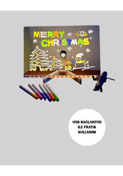 Mey İthalat Masaüstü Ve Duvara Monte Edilebilir Led Işıklı Yazı Panosu