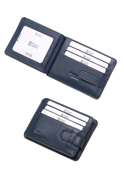 Ancora Leather Hakiki Deri-minimal Tasarım Kartlık-26205-kişiye Özel İsim Baskılı Lacivert