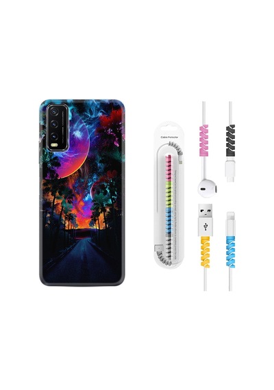 Vivo Y20S Kılıf Kablo Koruyuculu Mysterious World 1806