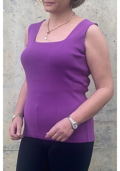 Mia Butik Büyük Beden Mor Kare Yaka Triko Bluz -1412 Mor