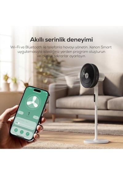 Xenon Smart Akıllı Vantilatör / 60w Mobil Kontrol Wifi Kumandalı 3 Kademeli Sessiz Ayaklı Vantilatör X7430