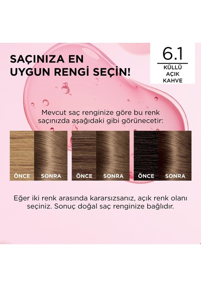 L'Oréal Paris Excellence Saç Boyası 6.1 Küllü Açık Kahve 3'lü