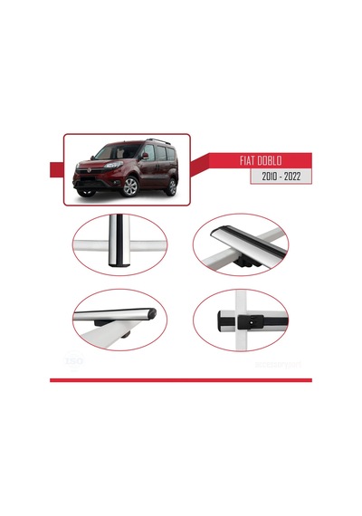 Fiat Doblo 2010-2022 Arası İle Uyumlu Basic Model Ara Atkı Tavan Barı Gri 3 Adet