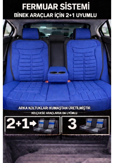 Fiat Linea 2007 Ve Sonrası Uyumlu Mira Serisi Mavi 5'li Oto Koltuk Minderi 08817906