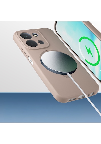 Xiaomi Redmi 15c Kılıf M-safe Şarj Özellikli Standlı Zore Samara Kapak Titanyum-Gri