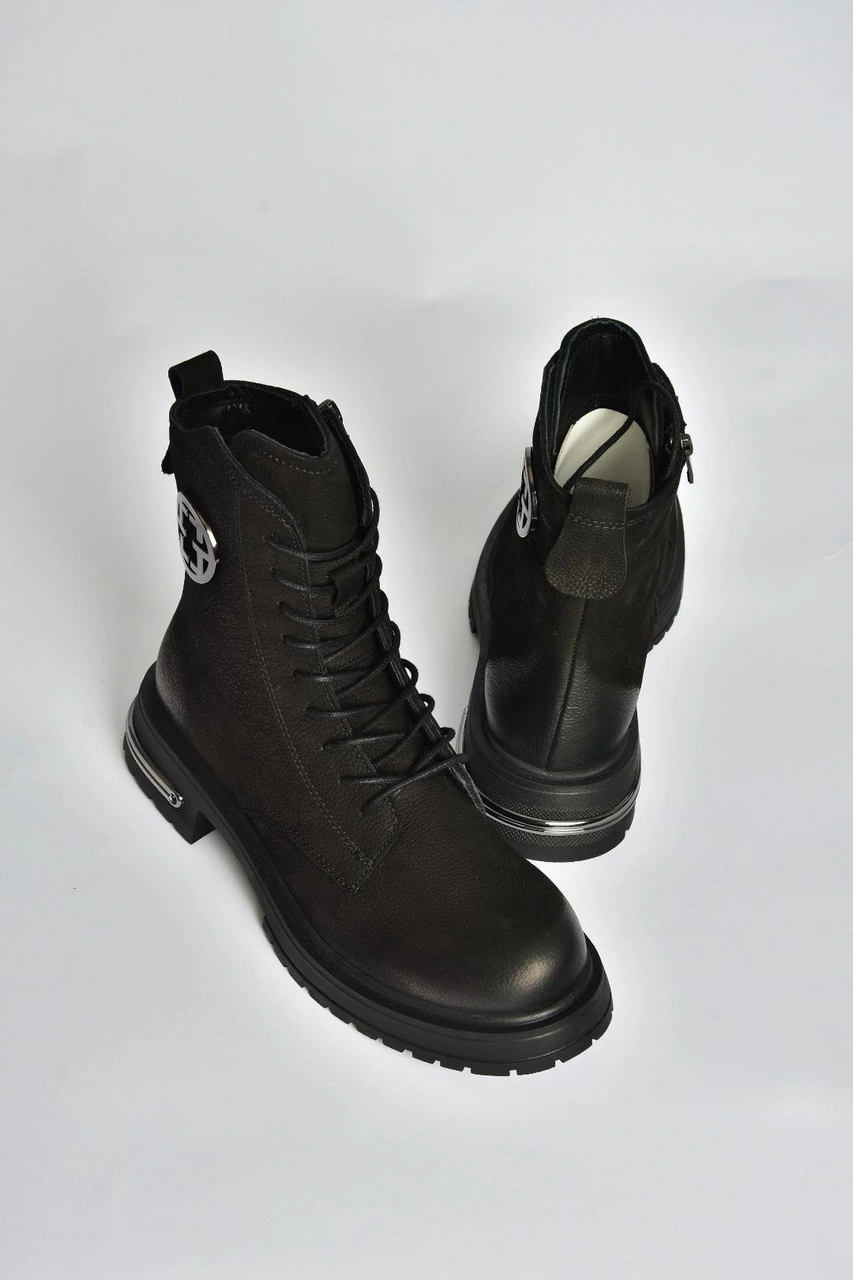 Fox Shoes V555575501 Siyah Hakiki Deri Nubuk Kadın Postal Bot Siyah-Nubuk