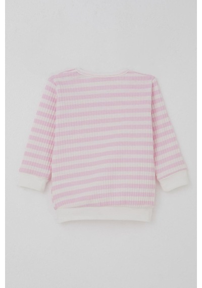Breeze Kız Bebek Pijama Takımı Omuzdan Patlı Kendinden Desenli 4 Ay-1 Yaş, Pembe