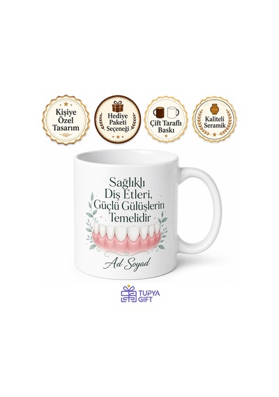 Periodontoloji Diş Eti Sağlığı Kanama Yok Temalı Baskılı Kupa Bardak Hediye Beyaz / Çok Renkli