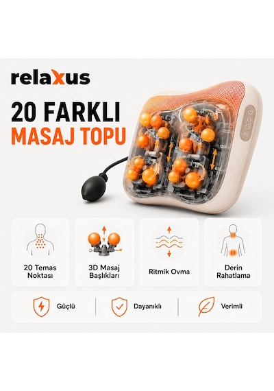 Rlx40 Taşınabilir Şişirilebilir Ovmalı Isıtmalı Masaj Yastığı Krem