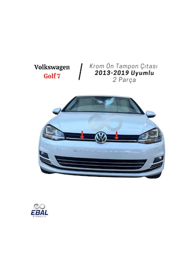 Vw Golf 7 Uyumlu Krom Ön Tampon Çıtası 2 Parça 2013-2019 P.çelik