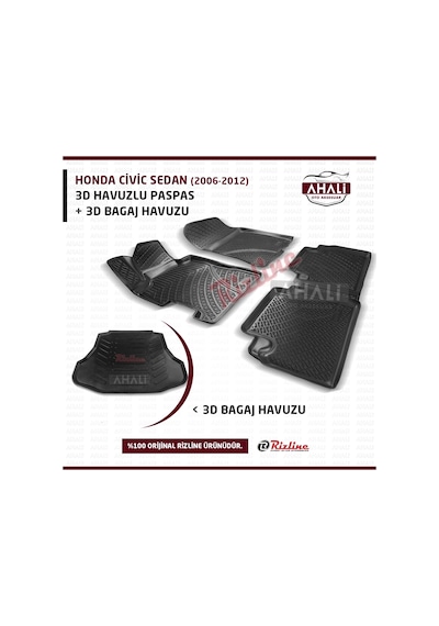 Rizline Honda Civic Sedan 06-12 3D Havuzlu Paspas ve Bagaj Havuzu