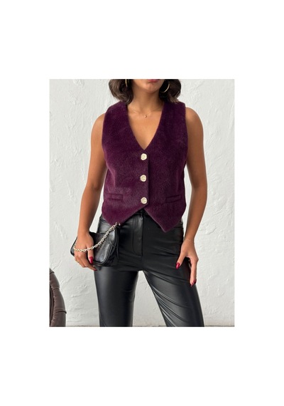 Verymoda Peluş Yelek Vmf1968 Mürdüm