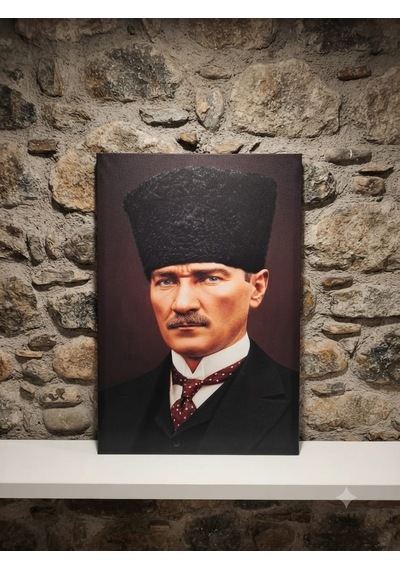 Tablo 40x60 60x90 Cm Orta Boy Ofis Ve Salon Hediyelik Duvar Aksesuarı Atatürk Siyah Beyaz